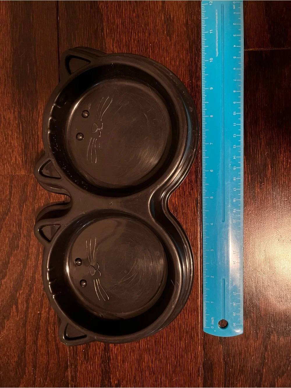 Black Cat Double Pet Bowl - Cute Cat Face Design